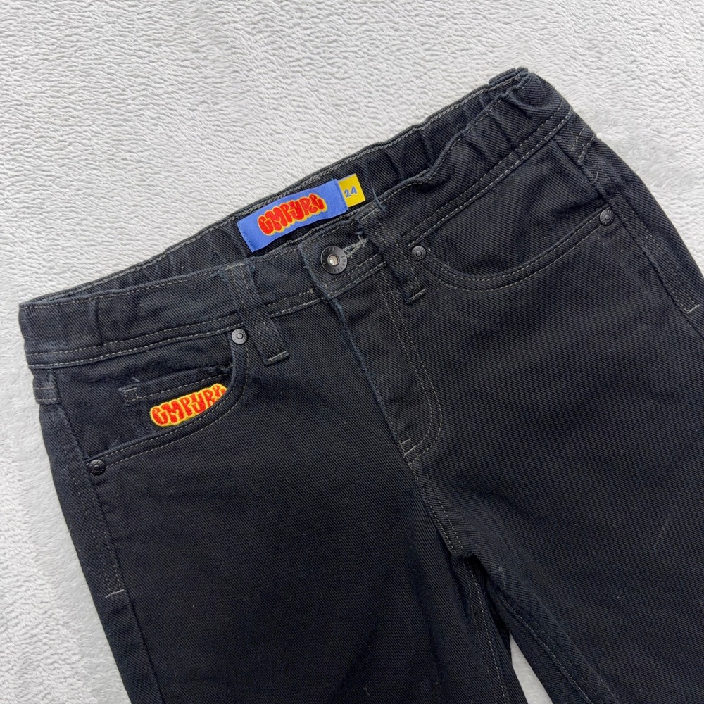 Empyre Jeans Boys 24 Black Straight Leg Skater Denim Adjustable Waist Logo